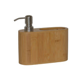 Dispenser sapun lichid din bambus cu suport, Frandis, 18x6.5x18 cm, bambus natur