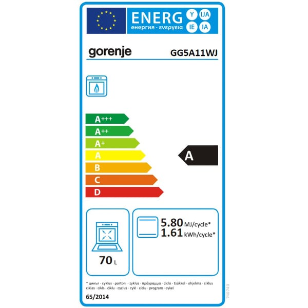 Aragaz GORENJE GG5A11WJ, 4 arzatoare, gaz, L 50 cm, Alb
