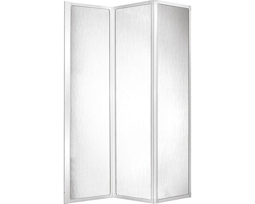 Paravan cada pliabil, 120x140 cm, 3 elemente, sticla decor picaturi, profil alb