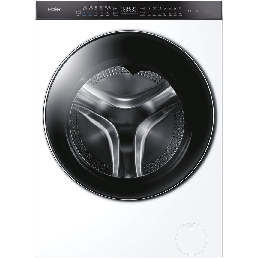 Masina de spalat rufe cu uscator Slim Haier HWD100BD1499U1NS, 10 kg spalare, 6 kg uscare, Clasa A, 1400 rpm, Motor Direct Motion, Wi-Fi, iRefresh, ABT, Steam, iTime, Pillow Drum, Dual Spray, Smart Dosing, Alb