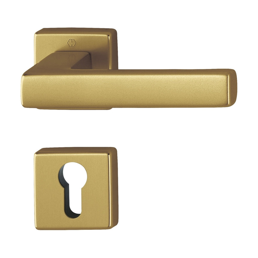 Maner usa interior, Hoppe Toulon, cu rozeta patrata pentru cilindru, material aluminiu, culoare bronz, 128x49mm