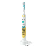 Periuta electrica sonica Philips Sonicare Kids HX3601/01, 2 intensitati, 1 capat de periere, aplicatie de consiliere, stickere, Alb/Bleu