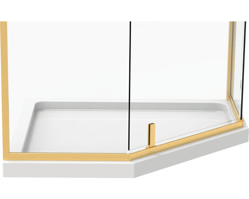 Cabina de dus patrata Belform Fortuna 80x80x195 cm, sticla securizata transparenta, 2 usi glisante, profil auriu