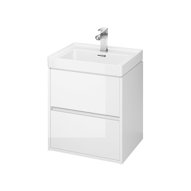 Mobilier suspendat, Cersanit, Crea, cu doua sertare, 50 cm, alb