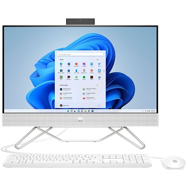 Sistem PC All in One HP 24-cb0000nq, AMD Ryzen 7 5700U pana la 4.3GHz, 23.8" Full HD Touch, 16GB, 1TB, SSD 1TB, AMD Radeon Graphics, Windows 11 Home, Alb