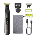 OneBlade Pro QP6552/15, Acumulator, Autonomie 120 min., Lungime 0, 4-10 mm, Crom