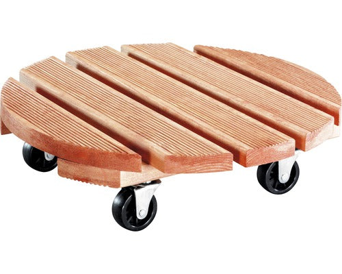 Suport Ghiveci Rotund Cu Roti Toksana, Ø 38 Cm, Lemn
