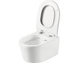 Set vas WC scurtat suspendat Jungborn One, fara margine clatire, alb, include capac WC