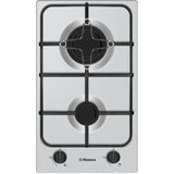 Plita incorporabila Hansa BHGI310102, Gaz, 2 zone gatire, Optigas, Aprindere electrica, Siguranta gaz, 29 cm, Argintiu