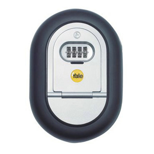Cutie depozitare chei cu cifru Yale Y500/187/1, cod din 4 cifre, fixare pe perete, potrivit pentru apartamente in regim hotelier, hoteluri, hosteluri etc., 187x130x39 mm