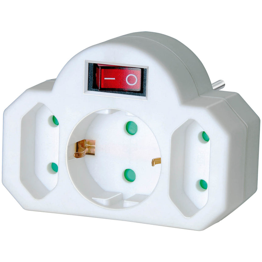 Brennenstuhl - Adaptor cu 3 prize si intrerupator, alb [1508100]