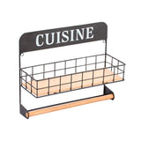 Etajera cu 1 polita si derulator rola prosop de hartie, Frandis, 34x13x28 cm, metal/bambus, negru mat/natur