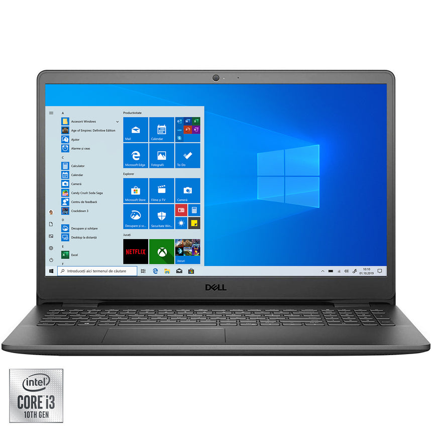 Laptop Dell Vostro 3501 cu procesor Intel Core i3-1005G1, 15.6", Full HD, 8GB, 256GB SSD, Intel UHD Graphics, Windows 10 Pro, Black