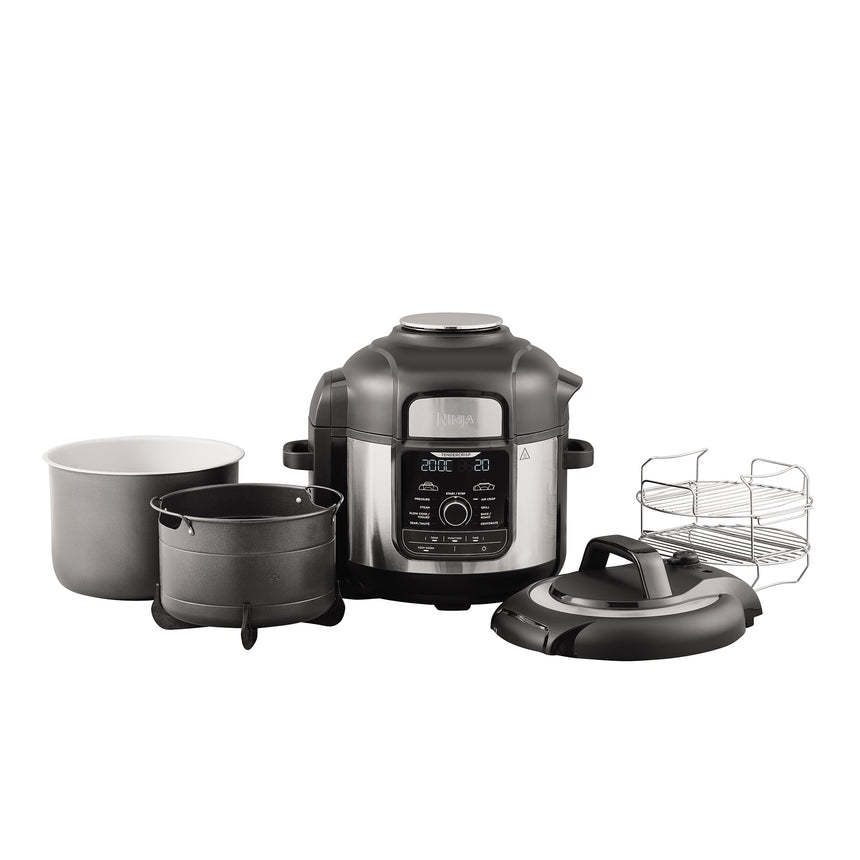 Multicooker Ninja Foodi 9in1 OP500, 1760W, 7.5L, oala cu invelis ceramic, 9 functii, Airfryer, Slow Cook, functie iaurt si deshidratare, functie gatire sub presiune, tehnologie TenderCrisp, display digital, gratar cu 2 niveluri, negru