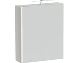 Dulap baie cu oglinda Cubo si iluminare LED, 2 usi, PAL, 70x65 cm, fibra lemn Bianco