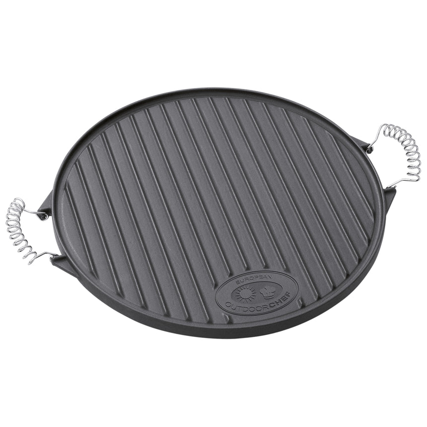 Plita fonta cu manere, cu 2 fete, neteda si striata, Ø 39 cm, OUTDOORCHEF