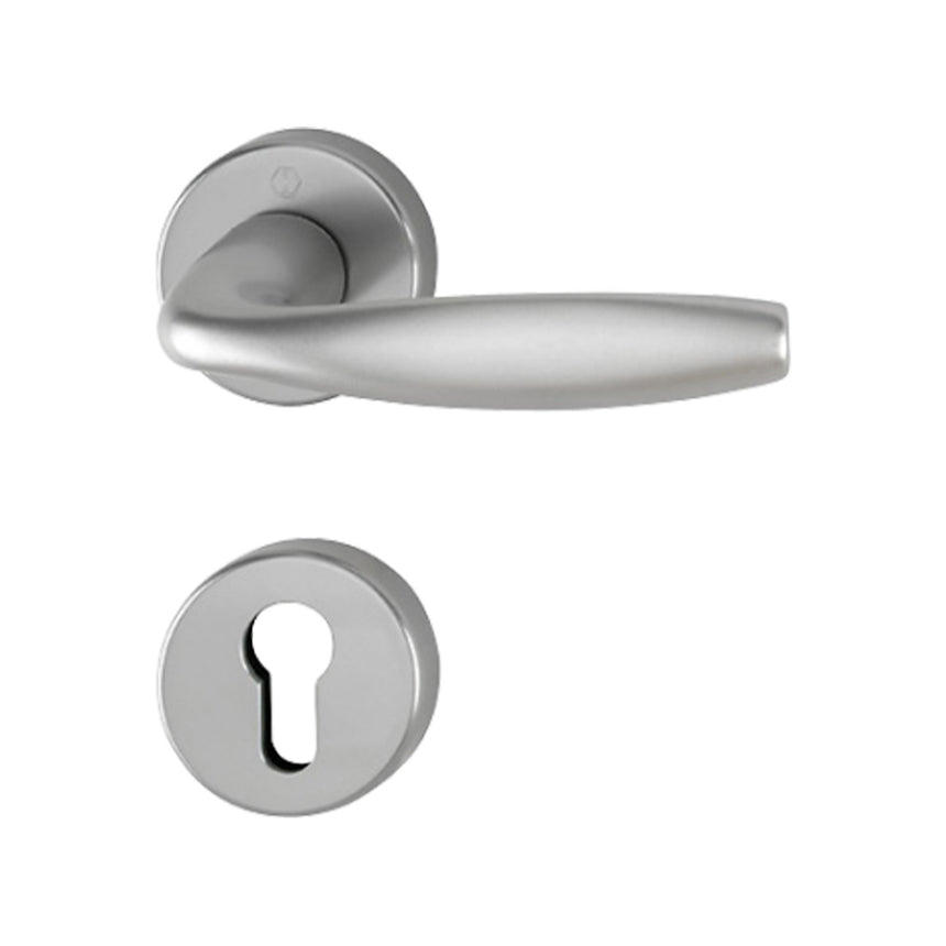 Maner usa interior, Hoppe New York, cu rozeta pentru cilindru, culoare gri, 127 x 52mm
