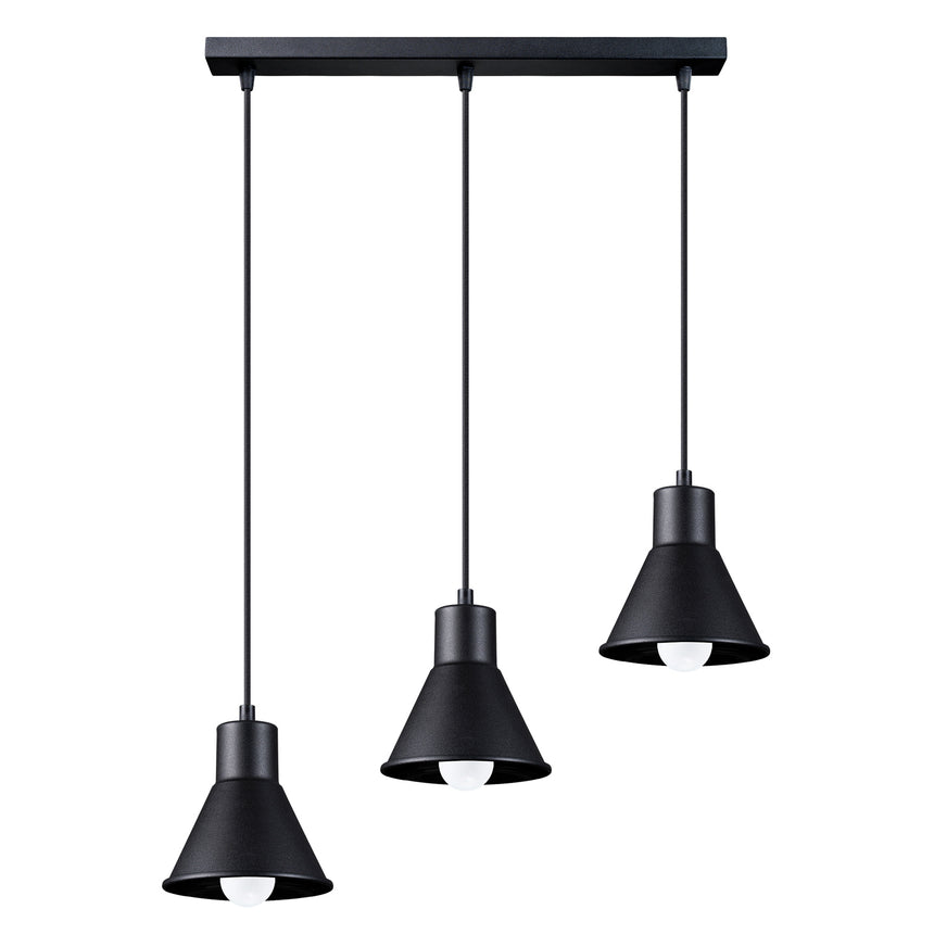 Lampa suspendata Taleja negru otel 3 becuri con modern de interior