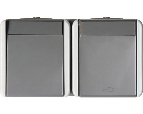Intrerupator Cap-scara & Priza Tem Fontana Ip44 Gri, Montaj Aplicat Orizontal