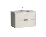 Set Cubo Baza Lavoar si Lavoar, 2 Sertare, PAL, 75 cm, Stejar Albit
