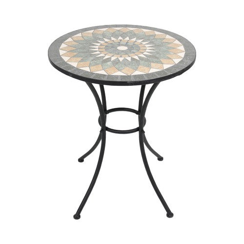 Masa vintage rotunda mozaic din metal, Ø 60 cm, inaltime 72 cm