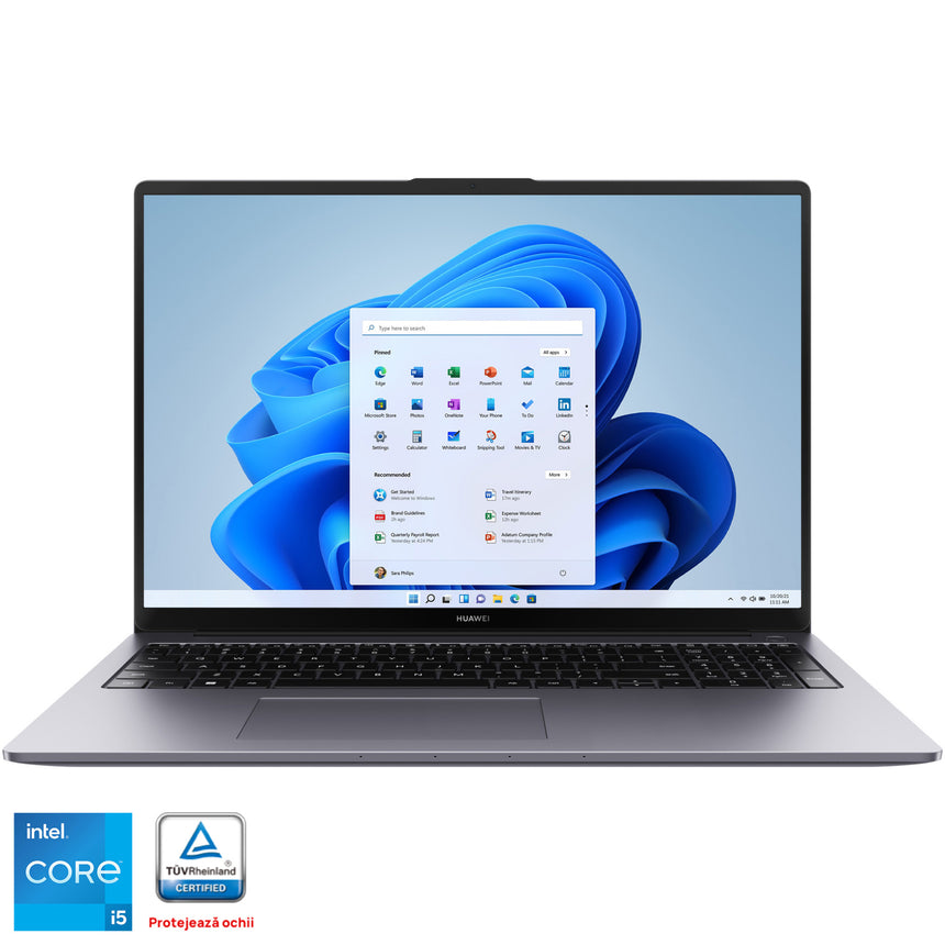 Laptop Huawei MateBook D16 cu procesor Intel® Core™ i5-12450H pana la 4.40 GHz, 16" WUXGA , 8GB, 512GB SSD, Intel® UHD Graphics, Windows 11 Home, Space Gray