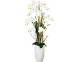 Aranjament Artificial Orhidee Phalaenopsis In Vas H 160 Cm Alb