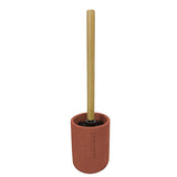 Suport din polirasina si perie wc cu maner din bambus, Frandis, 9.5x37 cm, caramiziu/natur