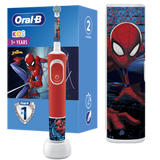 Periuta de dinti electrica Oral-B D100 Vitality Spiderman pentru copii, Curatare 2D, 2 programe, 1 capat, 4 stickere incluse, Rosu