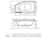 Cada de Baie Asimetrica pe Colt Radaway Sitera, 95x160x47,5 cm, Colt Dreapta, Acril, Alb, WA1-32-160X095P