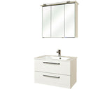 Set Mobilier Baie, Pelipal Kumba 77, Include Baza Lavoar, Lavoar si Oglinda cu Iluminare, Alb