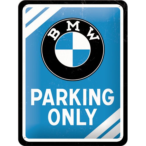 Placa metalica BMW - Parking Only Blue - 15x20 cm