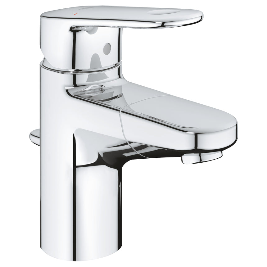 Baterie lavoar cu dus retractabil Grohe Europlus, cartus ceramic, 1/2'', monocomanda, set evacurare cu tija inclus, limitator debit/temperatura, crom