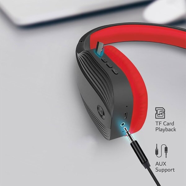 Casti PROMATE Terra, Bluetooth, On-ear, Microfon, Negru-Rosu