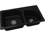 Chiuveta Bucatarie Cu 2 Cuve Fat Classic 204 90x49 Cm, Fara Picurator, Cu Sapuniera, Granixit Galaxy Black