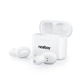Casti audio in-ear Niceboy HIVE Podsie 3, True Wireless, Bluetooth 5.1, Noise Reduction, Microfon, asistent vocal, mod Gaming, aplicatie mobila, control tactil, IP54, incarcare rapida, autonomie de pana la 35 ore, alb