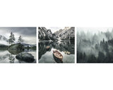 Set 3 Tablouri Canvas Mountain Lake, 3x 50x50 Cm