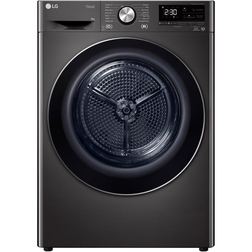 Uscator de rufe LG RH90V9JV2N, Pompa de caldura Dual Inverter, 9 kg, 14 programe, Clasa C, Smart Diagnosis, Wi-Fi, Antracit