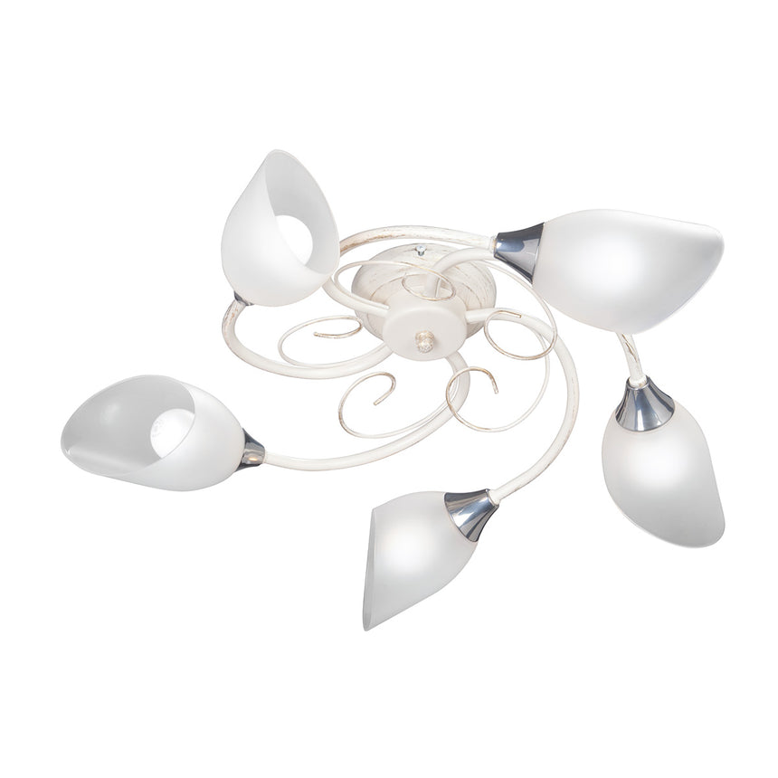 Plafoniera Sharon 5xE14, 51x51x15 cm, 40W, bej, auriu