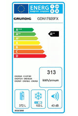 Frigider cu doua usi GRUNDIG GDN 17920 FX, Duo-Cooling No Frost, 475 l, H 193 cm, Clasa A++, Inox