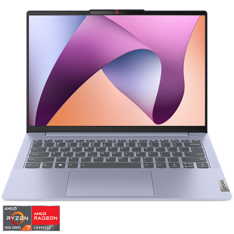 Laptop Lenovo IdeaPad Slim 5 14ABR8 cu procesor AMD Ryzen™ 7 7730U pana la 4.50 GHz, 14", WUXGA, OLED, 16GB, 1TB SSD, AMD Radeon™ Graphics, No OS, Violet