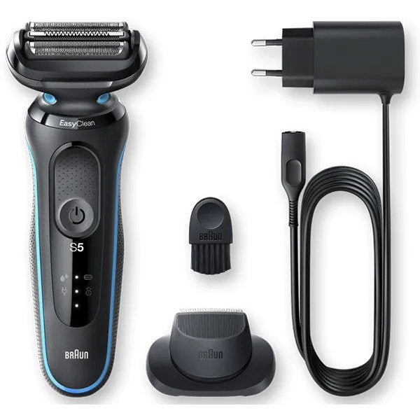 Aparat de ras electric Braun 50-M1200s umed si uscat, baterie Li-Ion cu accesoriu de tundere de precizie, negru-verde menta