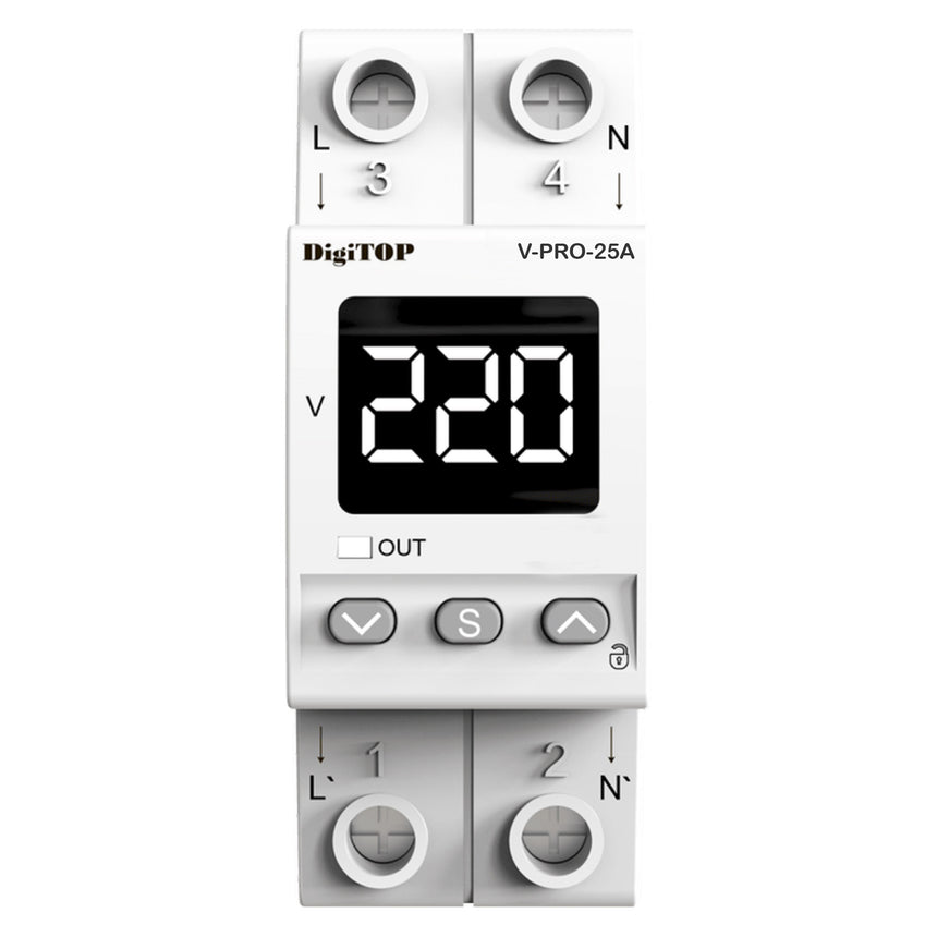 Releu digital protectie tensiune PRO-25A, 2P, monitorizare frecventa