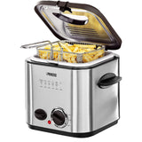 Friteuza cu set Fondue Princess 182611, 840W, Capacitate 1.2 L, Indicator luminos, Inox/Negru
