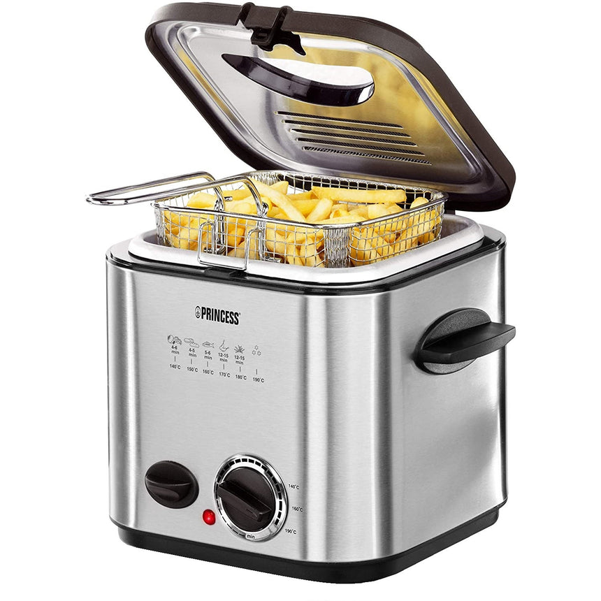 Friteuza cu set Fondue Princess 182611, 840W, Capacitate 1.2 L, Indicator luminos, Inox/Negru