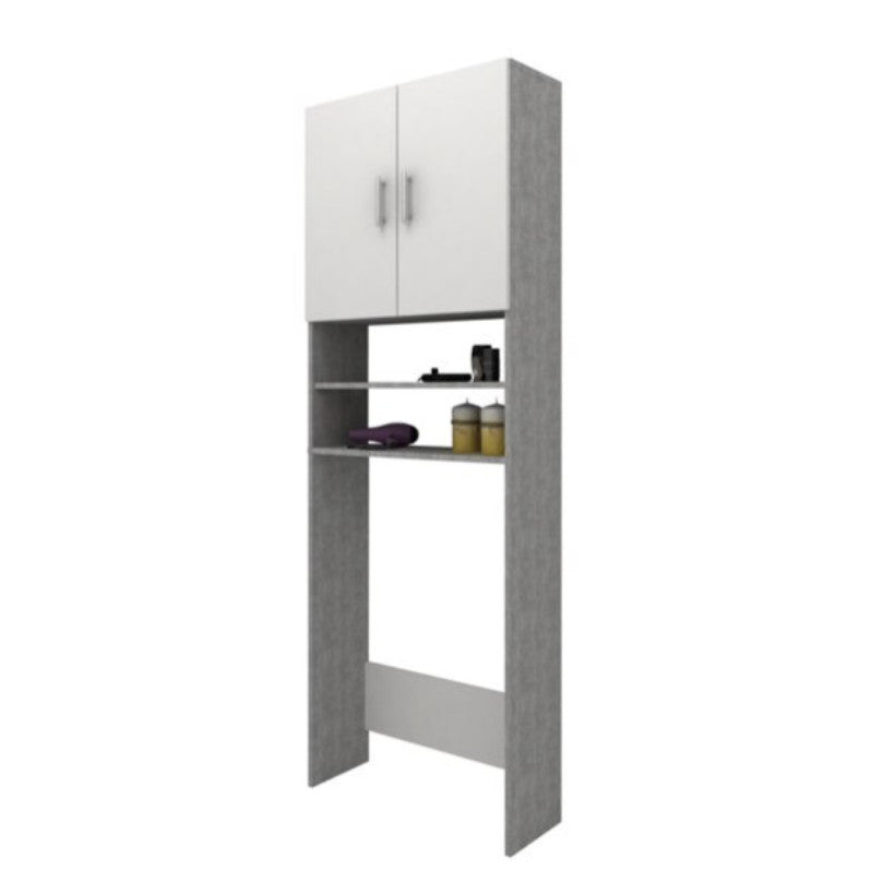 Dulap pentru Masina de Spalat Rufe PAL, 2 Usi, 65x190 cm, Alb-Gri