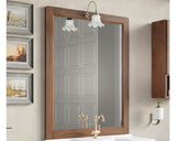 Set Mobilier Baie din Lemn, Michela 85, Include Baza Lavoar, Lavoar Ceramic si Oglinda cu Iluminare, Maro