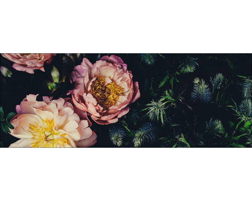 Tablou Sticla Baroque Peonies Ii 30x80 Cm