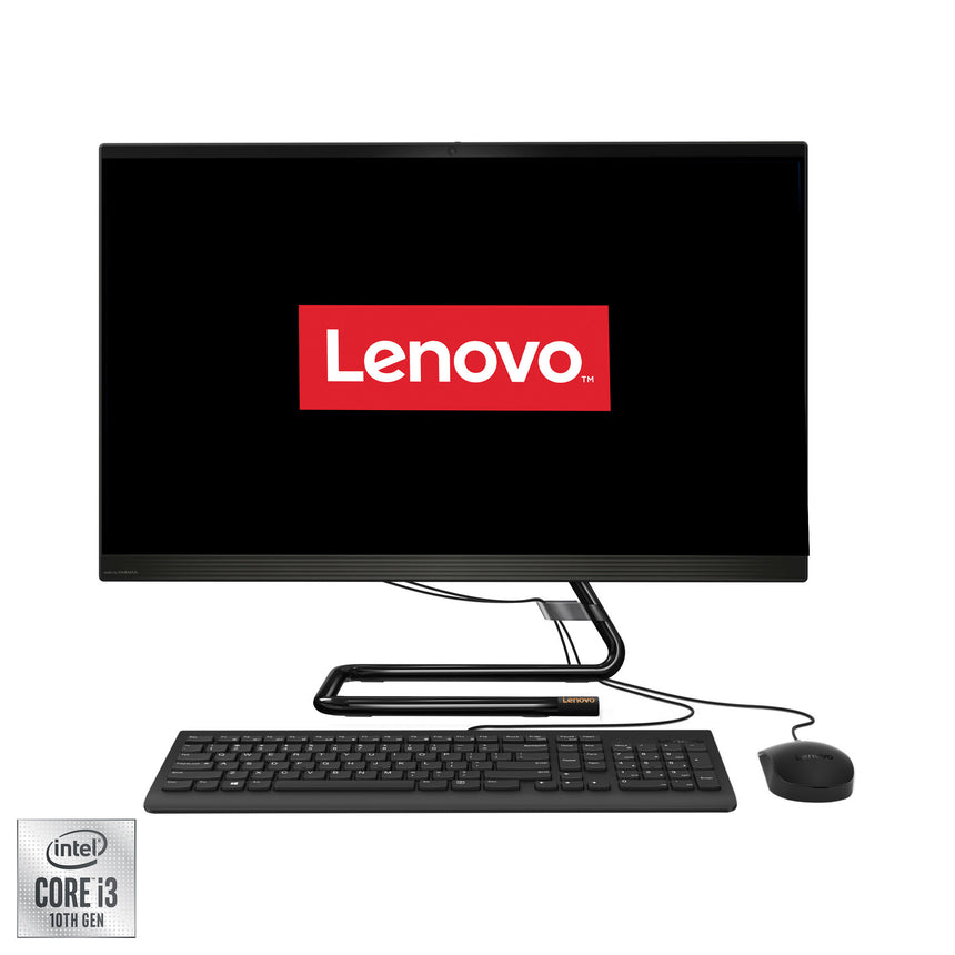 Sistem All-in-One Lenovo IdeaCentre AIO 3 27IMB05 cu procesor Intel® Core™ i3-10100T pana la 3.80 GHz, Comet Lake, 27", Full HD, IPS, 8GB DDR4, 512GB SSD M.2, Intel UHD Graphics 630, Free DOS, Black