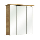 Dulap cu oglinda pelipal, 3 usi, iluminare LED, 65x72 cm, stejar, IP 44
